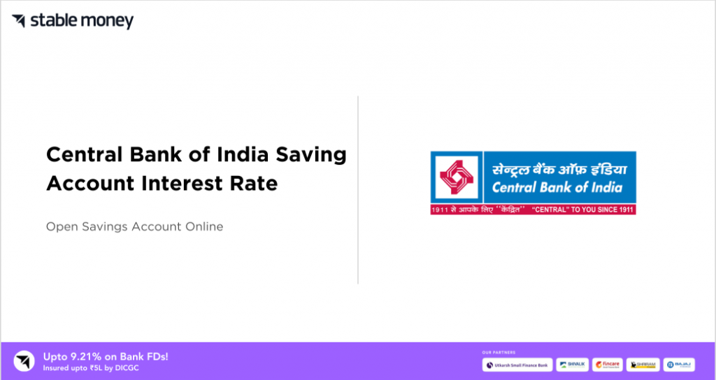 Central Bank of India Saving Account Interest Rates 2024