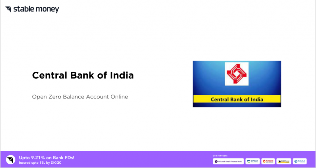 central bank of india zero balance account opening online