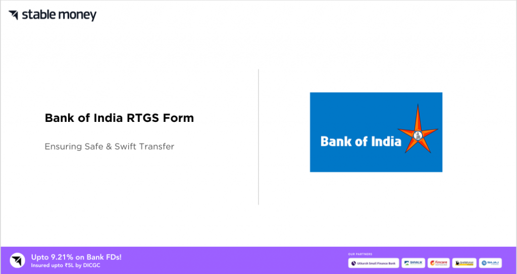 Bank of India RTGS Form pdf