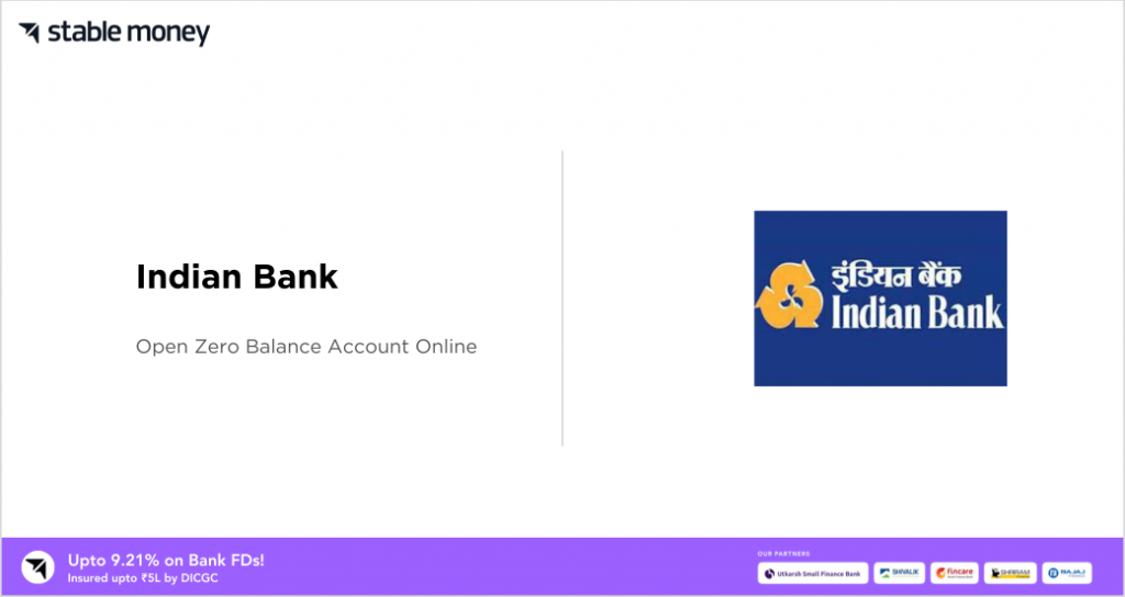 indian bank zero balance account opening online