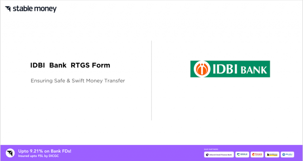 IDBI Bank RTGS Form Pdf