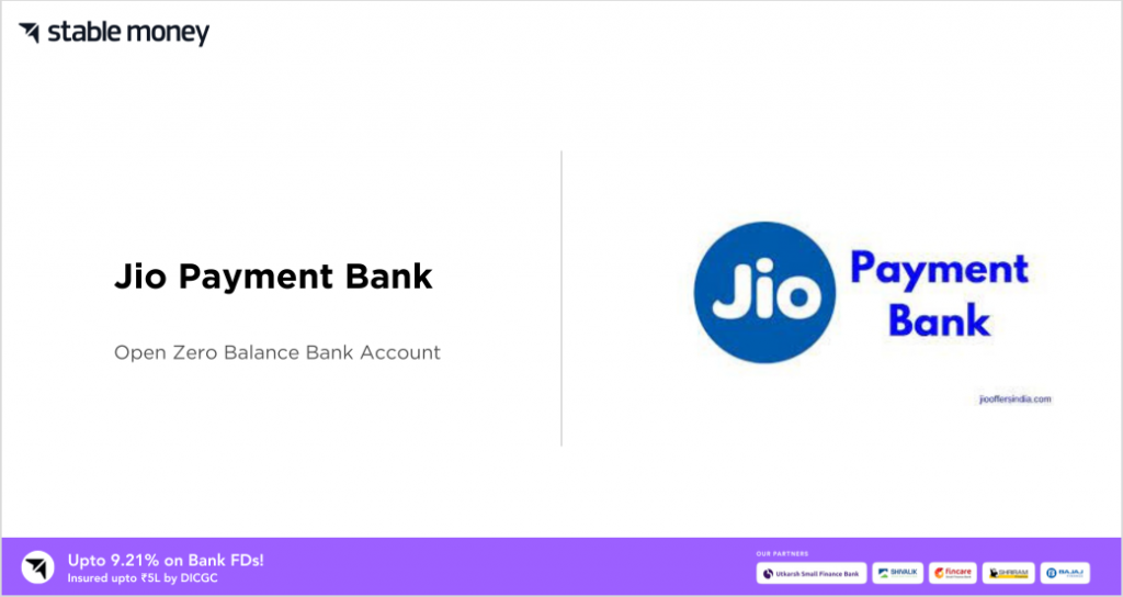 jio payment bank zero balance account open