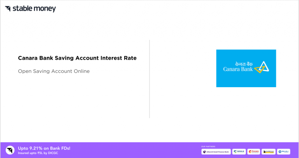 Canara Bank Savings Account Interest Rate