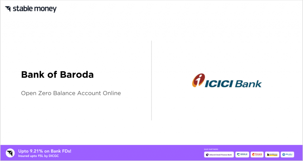 bank of baroda zero balance account opening online