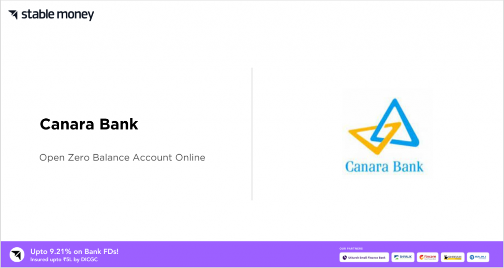 canara bank zero balance account