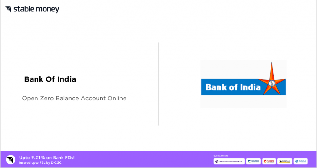 bank of india zero balance account opening online