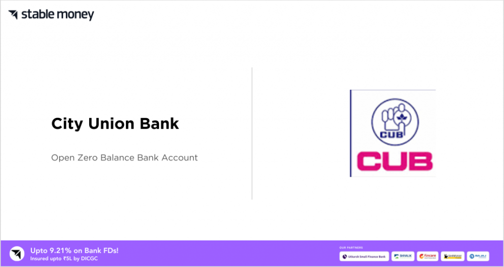 city union bank zero balance account opening online